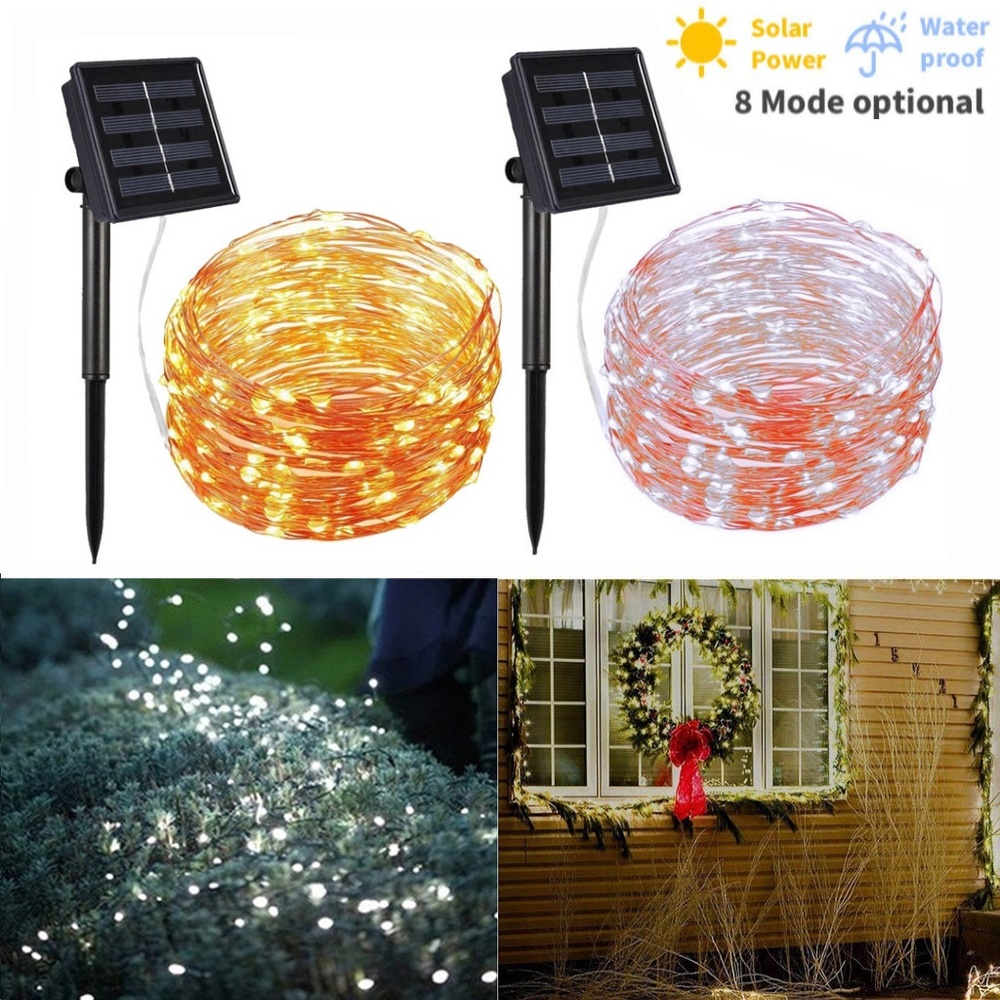 65.6ft  200 LED Solar Powered Fairy String Lights